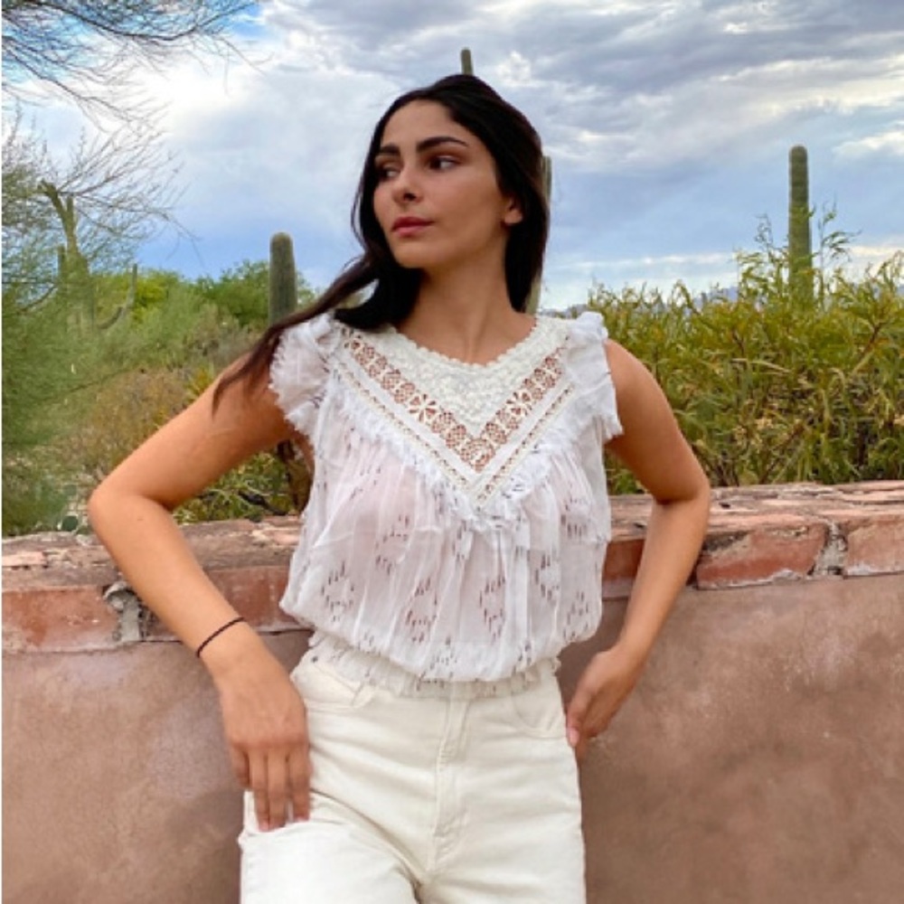 Kimchi Blue White Lace Crochet Sleeveless Blouse